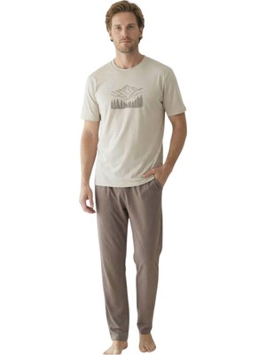 Royam Donwear Erkek %100 Pamuk Penye Yazlık Kısa Kollu Pijama Takımı 26050643