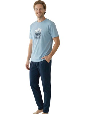 Royam Donwear Erkek %100 Pamuk Penye Yazlık Kısa Kollu Pijama Takımı 26050643
