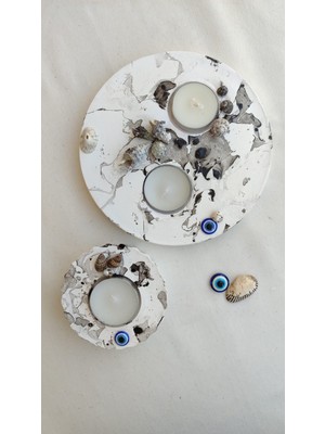 Fancyagnes El Yapımı Taş Tozu Mumluk 2li Set