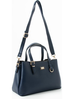 Sanmorris Kadın Suni Deri Gold Tokalı El ve Omuz Çantası