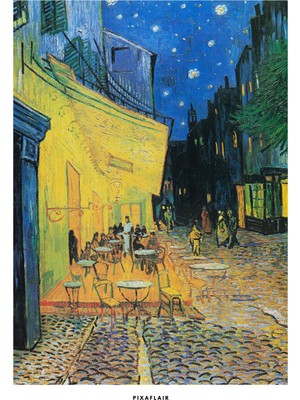 Pixaflair - Vincent Van Gogh's Café Terrace At Night - Tablo - Çerçevesiz Poster