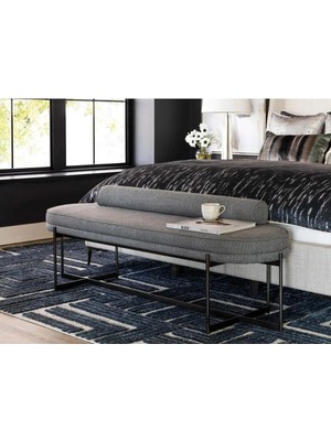 Asaella Mobilya Cylindrus Yatak Ucu Oturma Bankı Antrasit Gri Makyaj Oturağı Metal Ayaklı Silindir Yastıklı Pufbench