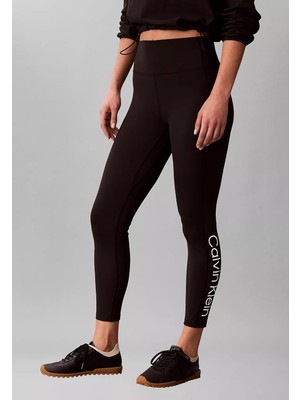 Calvin Klein Kadın Dar Kalıp Logo Detaylı Elastik Bel Bantlı Kısa Paça Siyah Tayt LVGWS6L673-UB1