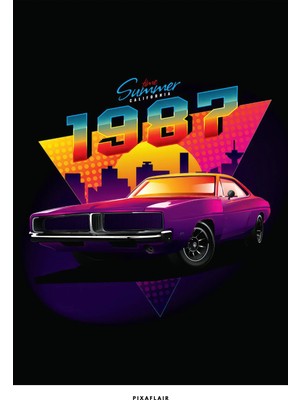 Pixaflair - 1987 - Dodge Charger - Tablo - Çerçevesiz Dekor Poster