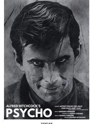 Pixaflair - Alfred Hitchcock's Psycho - Tablo - Çerçevesiz Film Poster