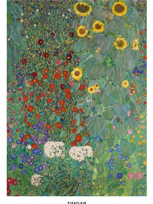 Pixaflair - Gustav Klimt's Farm Garden With Sunflowers - Tablo - Çerçevesiz Poster