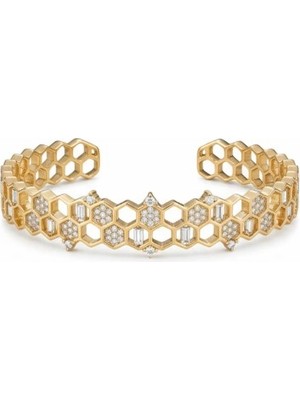 Hexagon Pave Statement Bilezik