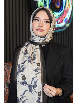 Afvente Çiçek Desen Bronz Kahve Soft Pamuk Şal