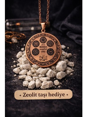 İyyaKe Erkek Kadın Bakır Kolye Desenli Koruyucu Dualı Ayetel Kürsi Süleyman Mührü Duası Bakır Kolye