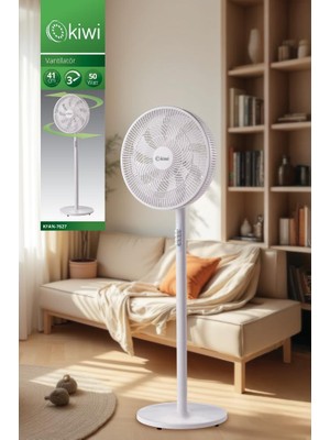 Kiwi KFAN-7627 Ultra Sessiz 50W Salınım Fonksiyonlu Ayaklı Vantilatör 9 Kanatlı Özellikli