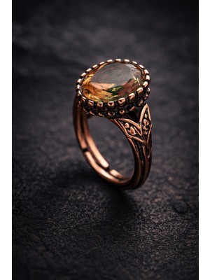 İyyaKe Kadın Bakır Bileklik ve Yüzük Takım Seti Renk Değiştiren Zultanit Taşlı Set El Yapımı Bileklik