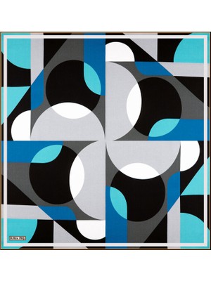 Bursa İpek Turkuaz Denge Desen Ipek Mendil