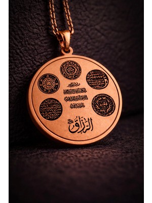 İyyaKe Erkek Kadın Bakır Kolye 8 Koruyucu Dualı Ayetel Kürsi,süleyman Mührü ,kitmir Duası Bakır Zincir