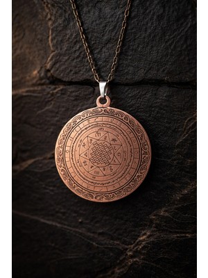 İyyaKe Erkek Kadın Bakır Kolye Cümrü Aşk Model Süleyman Mührü Madalyon Tılsım Kolye