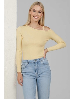 Beei Tek Omuz Ipli Bluz Sarı
