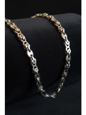 İyyaKe Erkek Çelik Zincir Kolye Özel Bağlantı Halkalı 316L Paslanmaz Çelik