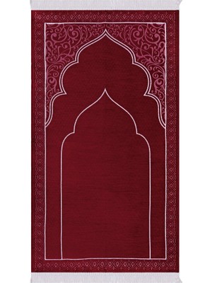 Bursa İpek Bordo Düz Renk Kabartmalı Özel Dokuma Seccade