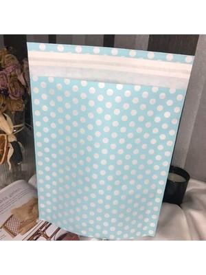 Mavi Beyaz Puantiyeli Hediye Torbası Bantlı Hediye Paketi Blue Packet 25X30 cm - 2 Adet (Mavi), Doğum Günü Parti