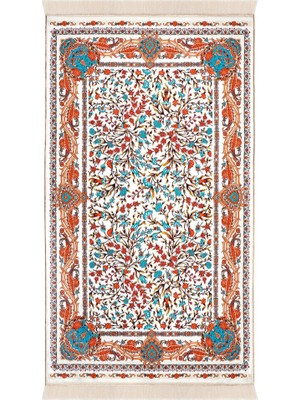 Bursa İpek Beyaz Kadife Halı Seccade