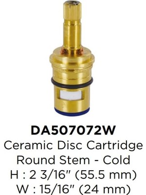DA507072W Yedek Pirinç Seramik Disk Musluk Kartuşu Soğuk Su Tarafı Için Yuvarlak Spline