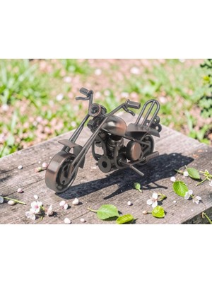 Elifeshop El Yapımı Metal Motosiklet MODELI16 Cm. Retro Vintage Dekoratif Biblo Ev Ofis Hediyesi