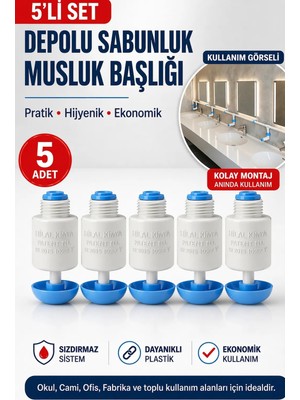 Hilal Kimya Depolu Sıvı Sabunluk Musluğu - Butonlu Musluk-5 Li Paket