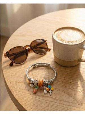 Mervan Takı Renkli Charm Çelik Bileklik