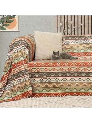 Concept Softmicro Etnik Desenli Mikrofiber Koltuk Örtüsü ve Tv Battaniyesi, Koltuk Şalı, Kaymaz 130X180 cm