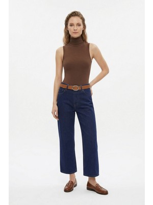 Rays Laci Yüksek Bel Kemerli Düz Paça Jean 3085