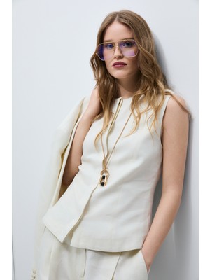 Lufian Carolıne Kadın Bluz Yelek Ekru