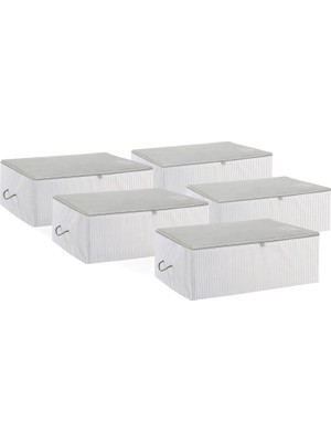 5'li Orta Boy Gri Çizgili Stuff & Things Hurç Set 52 x 28 x 21 cm