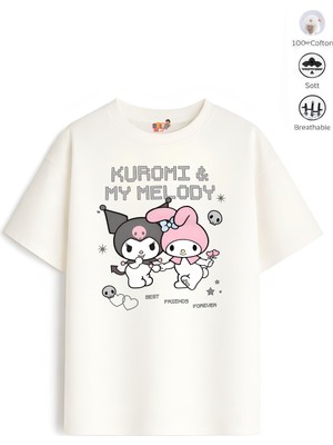 Belya Kids Wear Kız Çocuk Tam Kalıp Kur Melo Tasarım 40 Oversize Tişört