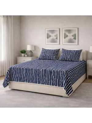 Luna Bueno Fransea Luna Çift Kişilik Yatak Örtüsü 3 Parça - Lacivert