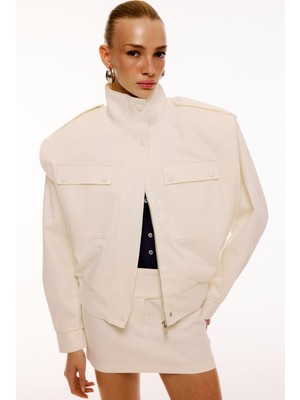 Love On Friday Kora Dikyaka Koton Ceket (Beyaz)