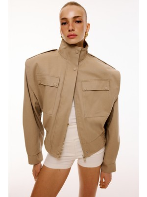 Love On Friday Kora Dikyaka Koton Ceket (Vizon)