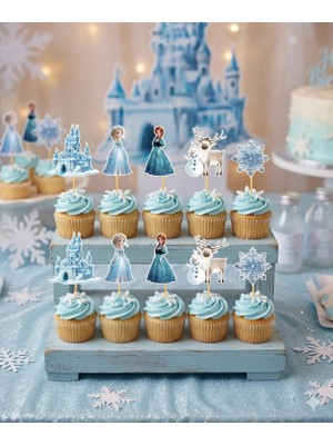 Dodomar Frozen Temalı Pasta Kürdan Seti 10'lu Doğum Günü Cupcake Süsleme Dekoru