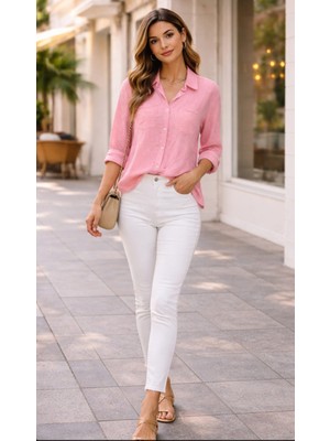 Noa Noa Kadın Çift Cep Detaylı Çizgili Gömlek