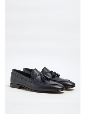 Faruk Balkanas Tokyo Model Hakiki Natural Deri Kösele Taban Loafer Ayakkabı