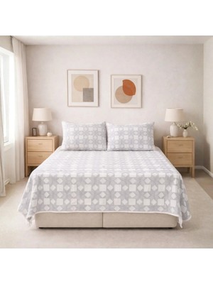Luna Bueno Fransea Lara Çift Kişilik Yatak Örtüsü 3 Parça - Gri