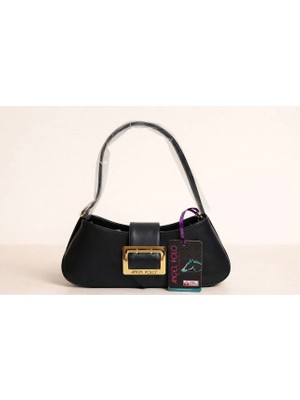 Angel Polo Siyah Tokalı Baguette Çanta