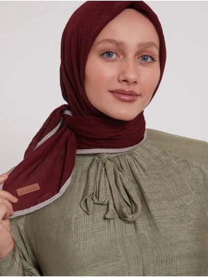Mismara Müslin Biyeli Eşarp Bordo