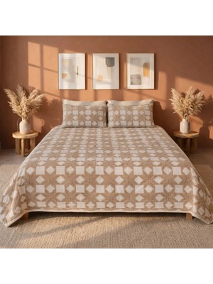 Luna Bueno Fransea Lara Çift Kişilik Yatak Örtüsü 3 Parça - Kapiçino