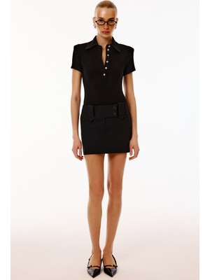 Love On Friday Flora Polo Yaka Düğmeli Vatkalı Tshirt