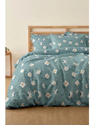 Laliva Çift Kişilik -Çarşafı Lastikli-Pamuk Nevresim Takımı-Papatya