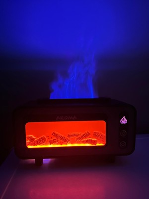 Mus10 Retro Şömine Görünüm Buhar Makinesi Nemlendirici 7 Renkli LED Aroma Terapi Difüzör 200 ml 11X21CM