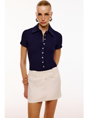 Love On Friday Flora Polo Yaka Düğmeli Body