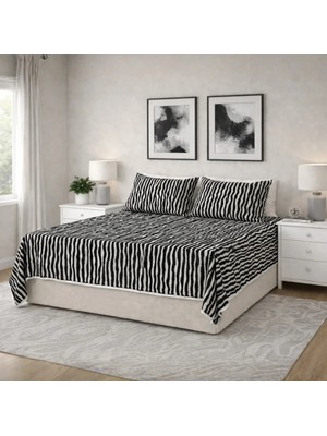 Luna Bueno Fransea Luna Çift Kişilik Yatak Örtüsü 3 Parça - Siyah