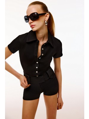 Love On Friday Flora Polo Yaka Düğmeli Body