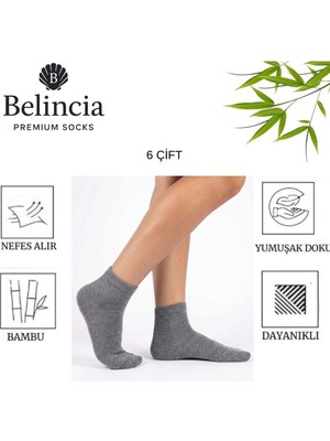 Bambu 6'lı Paket Erkek Yarım Konç Çorap/dikişsiz Koku Yapmaz