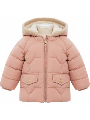 Iç Kısmı Peluş Pudra Düz Renk Şişme Kız Bebek Mont